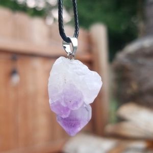 Raw Amethyst Healing Crystal Nugget Necklace